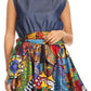 Sakkas Lani Womens Cocktail Sleeveless Hi-Lo Dress in African Print w/Pockets
