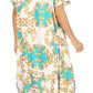 Sakkas Abeni Women's Short Sleeve Casual Print Long Maxi Cover-up Caftan Dress