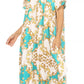 Sakkas Abeni Women's Short Sleeve Casual Print Long Maxi Cover-up Caftan Dress