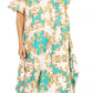 Sakkas Abeni Women's Short Sleeve Casual Print Long Maxi Cover-up Caftan Dress