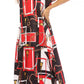 Sakkas Abeni Women's Short Sleeve Casual Print Long Maxi Cover-up Caftan Dress