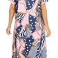 Sakkas Abeni Women's Short Sleeve Casual Print Long Maxi Cover-up Caftan Dress