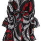Sakkas Betty Women's Maxi African Ankara Print High-low Wrap Dress Long Sleeve