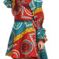 Sakkas Betty Women's Maxi African Ankara Print High-low Wrap Dress Long Sleeve