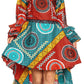 Sakkas Betty Women's Maxi African Ankara Print High-low Wrap Dress Long Sleeve