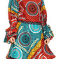 Sakkas Betty Women's Maxi African Ankara Print High-low Wrap Dress Long Sleeve