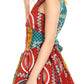 Sakkas Vale Womens African Ankara Sleeveless Short Cocktail Wrap Dress with Pocket