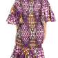 Sakkas Zarah Women's African Ankara Body-con Off shoulder Mermaid Pocket Dress