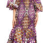 Sakkas Zarah Women's African Ankara Body-con Off shoulder Mermaid Pocket Dress