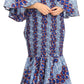Sakkas Zarah Women's African Ankara Body-con Off shoulder Mermaid Pocket Dress