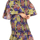 Sakkas Zarah Women's African Ankara Body-con Off shoulder Mermaid Pocket Dress
