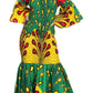 Sakkas Zarah Women's African Ankara Body-con Off shoulder Mermaid Pocket Dress