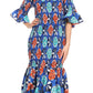 Sakkas Zarah Women's African Ankara Body-con Off shoulder Mermaid Pocket Dress