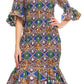 Sakkas Zarah Women's African Ankara Body-con Off shoulder Mermaid Pocket Dress