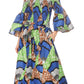 Sakkas Tesa Women's Off the Shoulder Top Pants Set African Ankara Print w/Pockets
