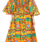Sakkas Tesa Women's Off the Shoulder Top Pants Set African Ankara Print w/Pockets