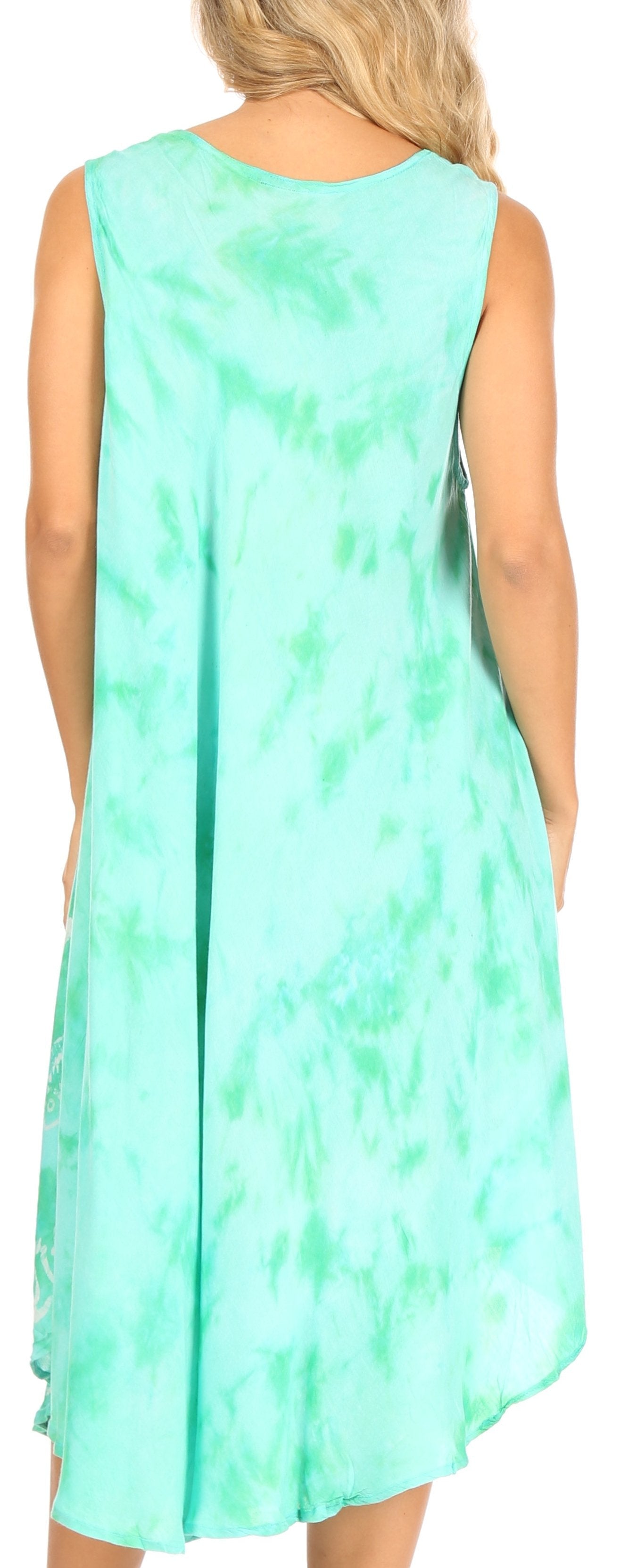 Sakkas Mara Women's Casual Sleeveless Tank Flare Midi Boho Batik Dress Cover-up