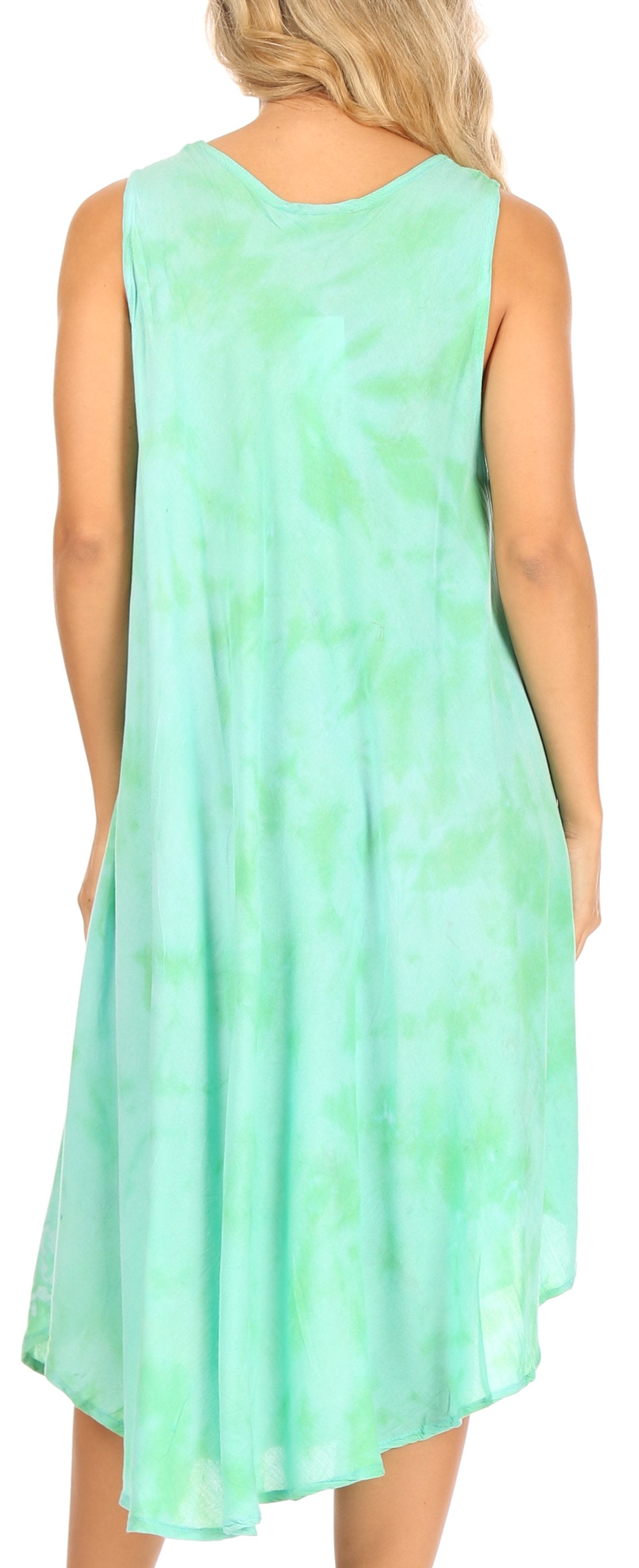 Sakkas Mara Women's Casual Sleeveless Tank Flare Midi Boho Batik Dress Cover-up