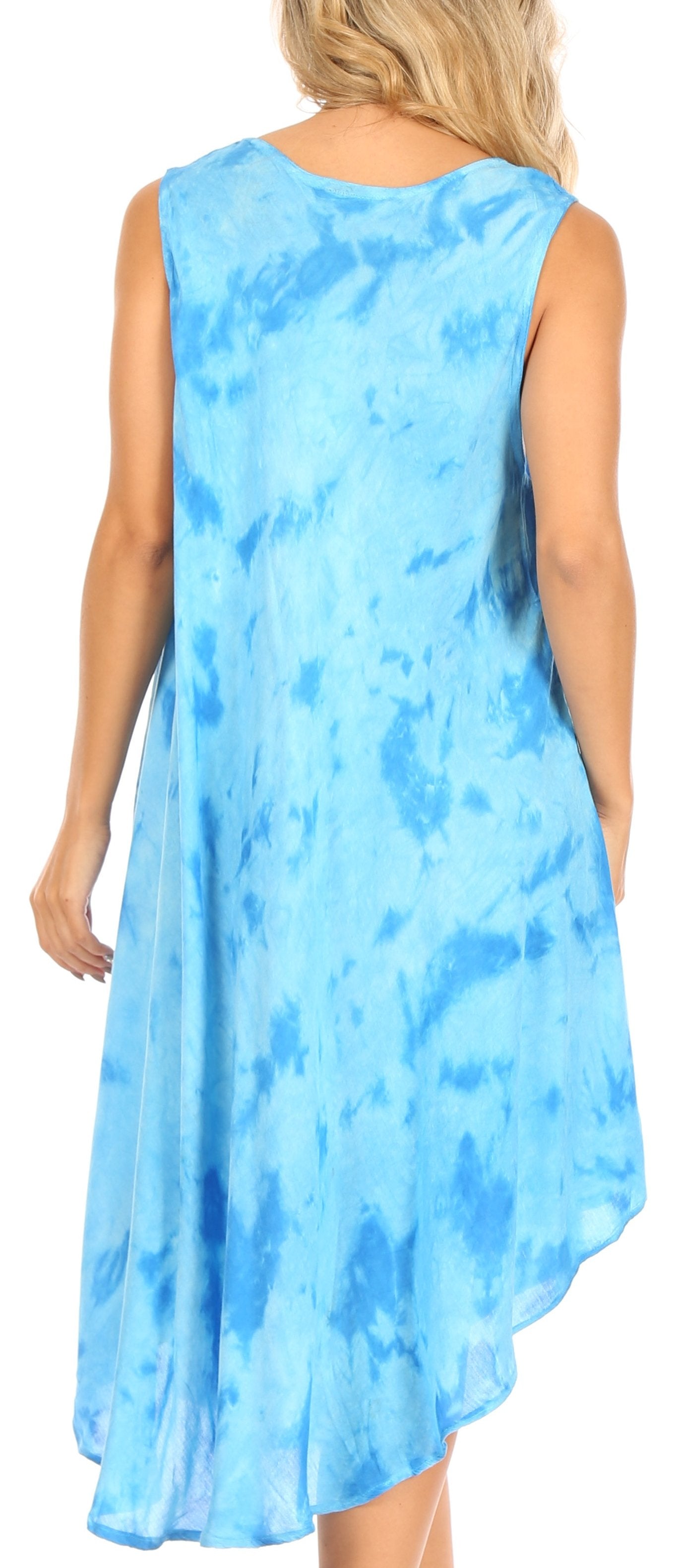 Sakkas Mara Women's Casual Sleeveless Tank Flare Midi Boho Batik Dress Cover-up