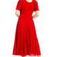 Sakkas Cotton Crepe Smocked Peasant Gypsy Boho Renaissance Mid Length Dress