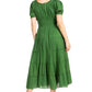 Sakkas Cotton Crepe Smocked Peasant Gypsy Boho Renaissance Mid Length Dress