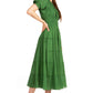 Sakkas Cotton Crepe Smocked Peasant Gypsy Boho Renaissance Mid Length Dress