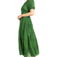 Sakkas Cotton Crepe Smocked Peasant Gypsy Boho Renaissance Mid Length Dress