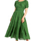 Sakkas Cotton Crepe Smocked Peasant Gypsy Boho Renaissance Mid Length Dress