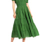Sakkas Cotton Crepe Smocked Peasant Gypsy Boho Renaissance Mid Length Dress