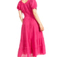 Sakkas Cotton Crepe Smocked Peasant Gypsy Boho Renaissance Mid Length Dress