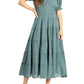 Sakkas Cotton Crepe Smocked Peasant Gypsy Boho Renaissance Mid Length Dress