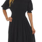 Sakkas Cotton Crepe Smocked Peasant Gypsy Boho Renaissance Mid Length Dress