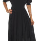 Sakkas Cotton Crepe Smocked Peasant Gypsy Boho Renaissance Mid Length Dress