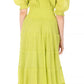 Sakkas Cotton Crepe Smocked Peasant Gypsy Boho Renaissance Mid Length Dress