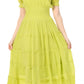 Sakkas Cotton Crepe Smocked Peasant Gypsy Boho Renaissance Mid Length Dress