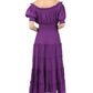 Sakkas Cotton Crepe Smocked Peasant Gypsy Boho Renaissance Mid Length Dress