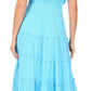 Sakkas Cotton Crepe Smocked Peasant Gypsy Boho Renaissance Mid Length Dress
