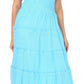 Sakkas Cotton Crepe Smocked Peasant Gypsy Boho Renaissance Mid Length Dress