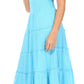 Sakkas Cotton Crepe Smocked Peasant Gypsy Boho Renaissance Mid Length Dress