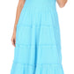 Sakkas Cotton Crepe Smocked Peasant Gypsy Boho Renaissance Mid Length Dress