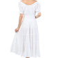 Sakkas Cotton Crepe Smocked Peasant Gypsy Boho Renaissance Mid Length Dress