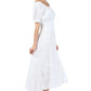 Sakkas Cotton Crepe Smocked Peasant Gypsy Boho Renaissance Mid Length Dress