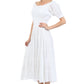 Sakkas Cotton Crepe Smocked Peasant Gypsy Boho Renaissance Mid Length Dress