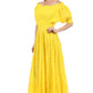 Sakkas Cotton Crepe Smocked Peasant Gypsy Boho Renaissance Mid Length Dress