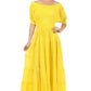 Sakkas Cotton Crepe Smocked Peasant Gypsy Boho Renaissance Mid Length Dress