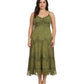 Sakkas Stonewashed Rayon Embroidered Adjustable Spaghetti Straps Long Dress