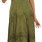 Sakkas Stonewashed Rayon Embroidered Adjustable Spaghetti Straps Long Dress