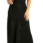Sakkas Stonewashed Rayon Embroidered Adjustable Spaghetti Straps Long Dress
