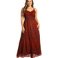 Sakkas Stonewashed Rayon Embroidered Adjustable Spaghetti Straps Long Dress