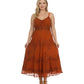 Sakkas Stonewashed Rayon Embroidered Adjustable Spaghetti Straps Long Dress